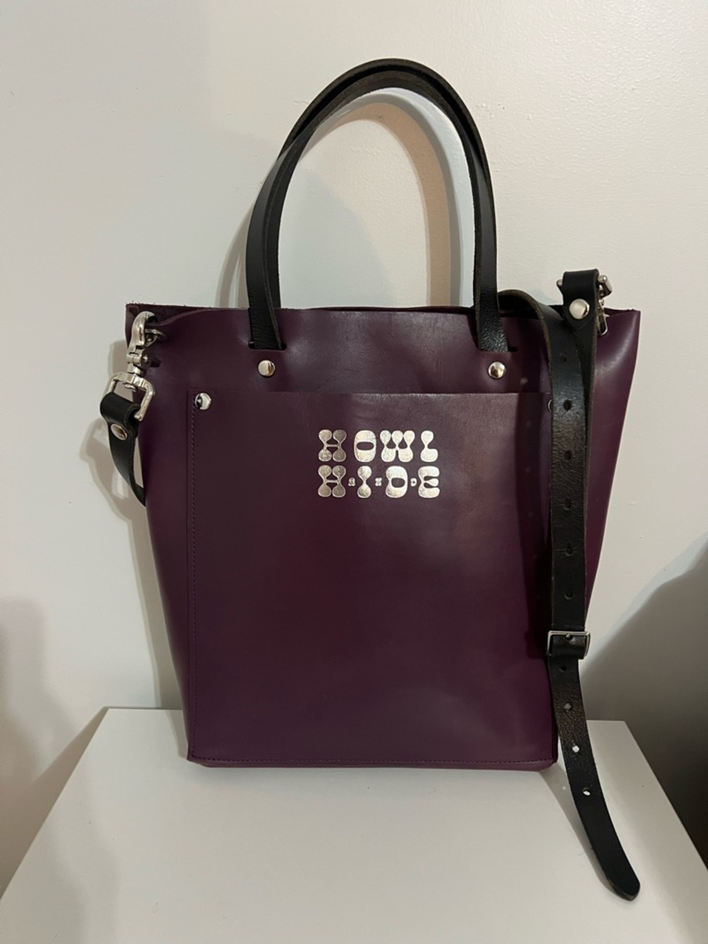 Howl Hide Purple Genuine Leather Tote Bag Purse - Picture 10 of 10